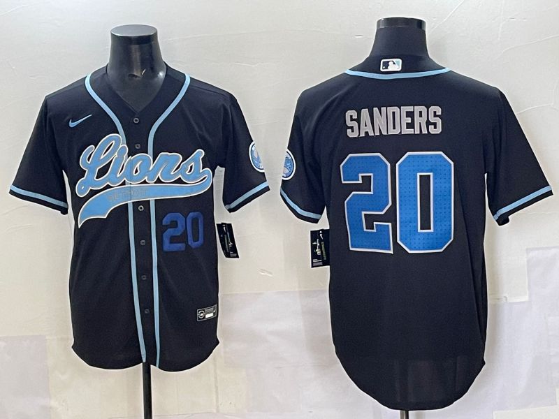 Men 2025 Detroit Lions #20 Sanders Black  joint name 2024 Nike Limited NFL Jersey style 8